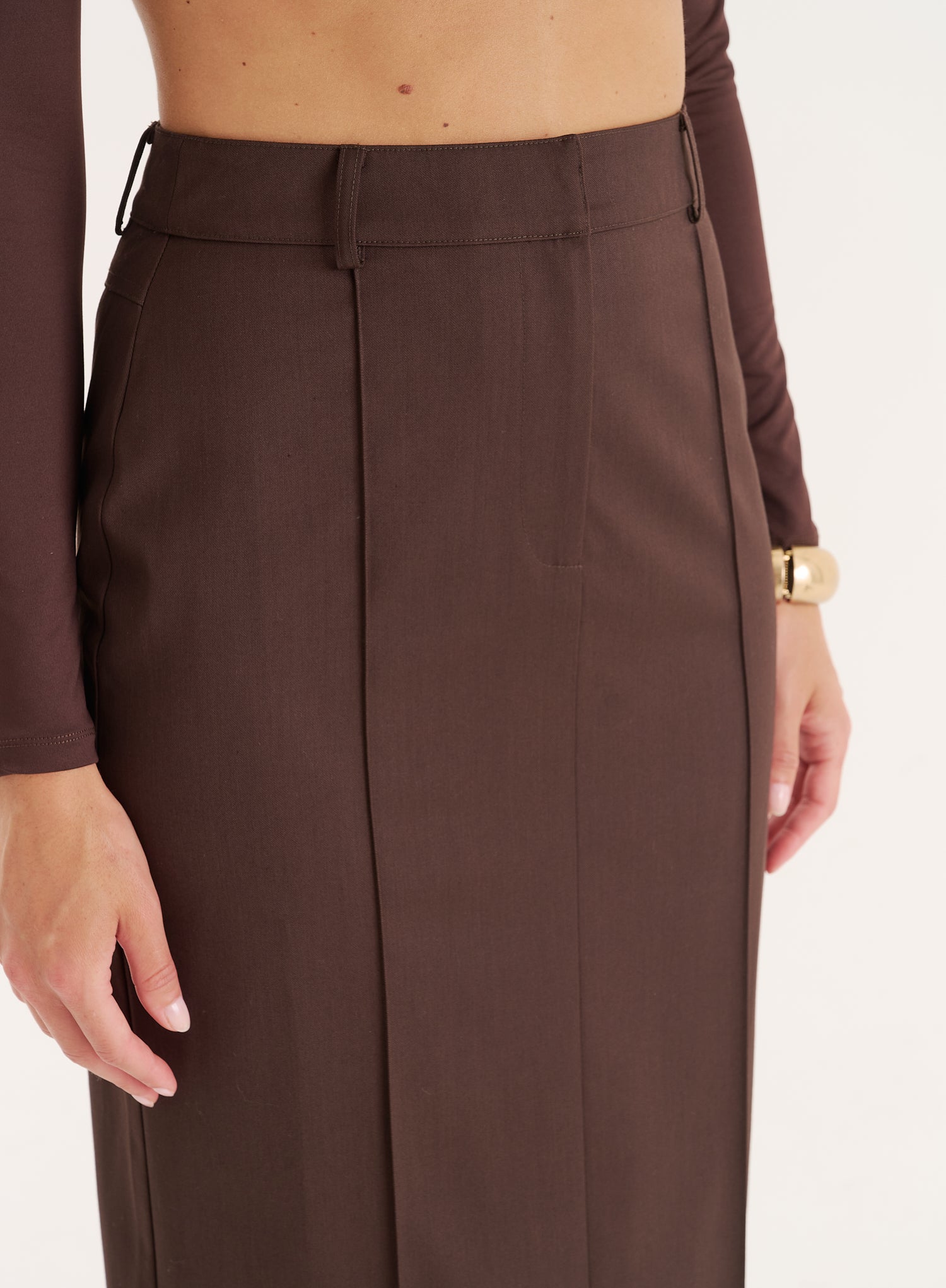 Chocolate Tailored Maxi Skirt
